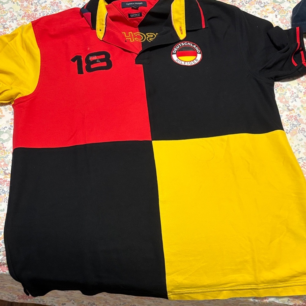 Tommy Hilfiger Red, Black, and Yellow Polo Shirt